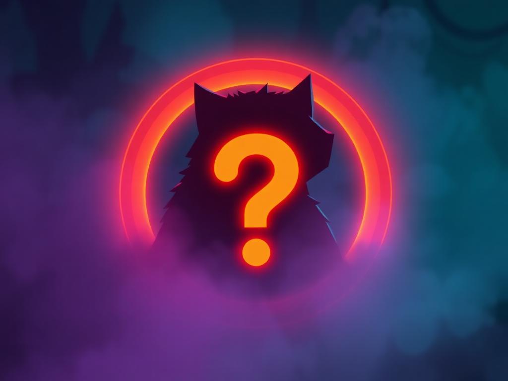 A glowing question mark over the silhouette of a mystery creature